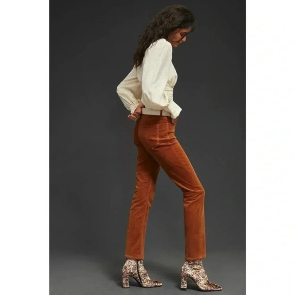 MOTHER The Mid Rise Dazzler Ankle Jeans Straight Leg in Hopscotch Cord Brown - Picture 13 of 15